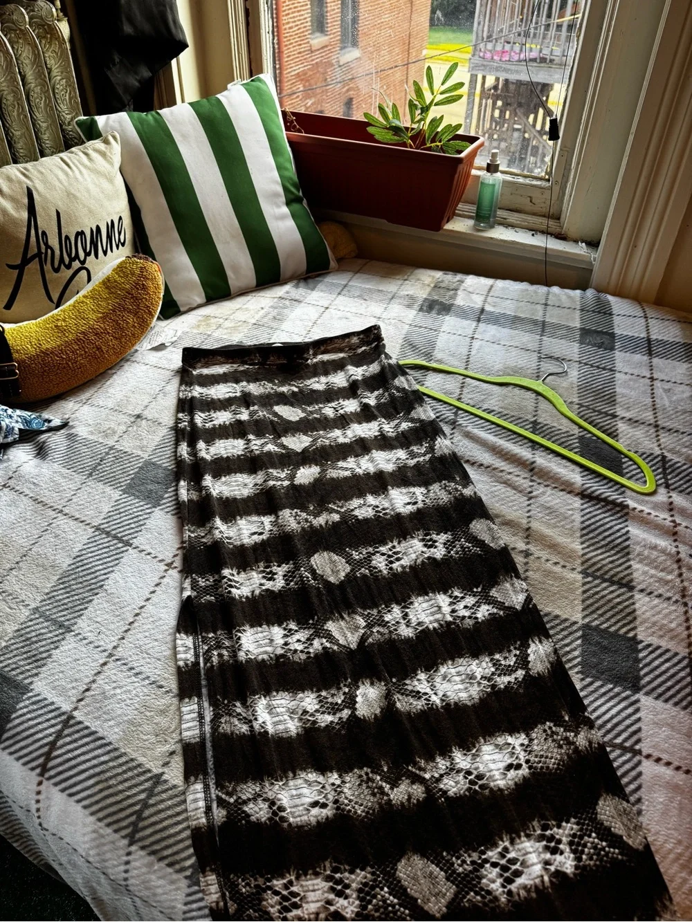Michael Kors Brown and White Striped Maxi Skirt